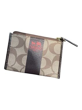 Coach Signature Stripe Zip Card Case Y2K🥳🥳❌❌